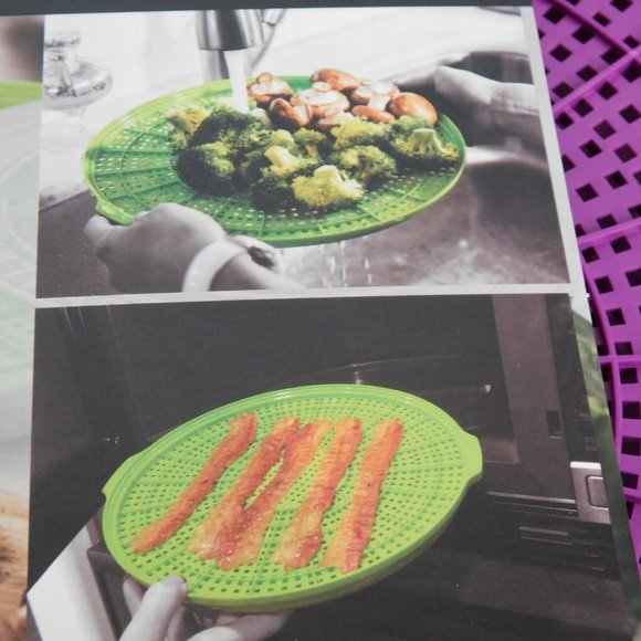 UltraDrainer Strainer Multi-Use Kitchen Tool Marinate Steam Cook Defrost Purple - Picture 4 of 12